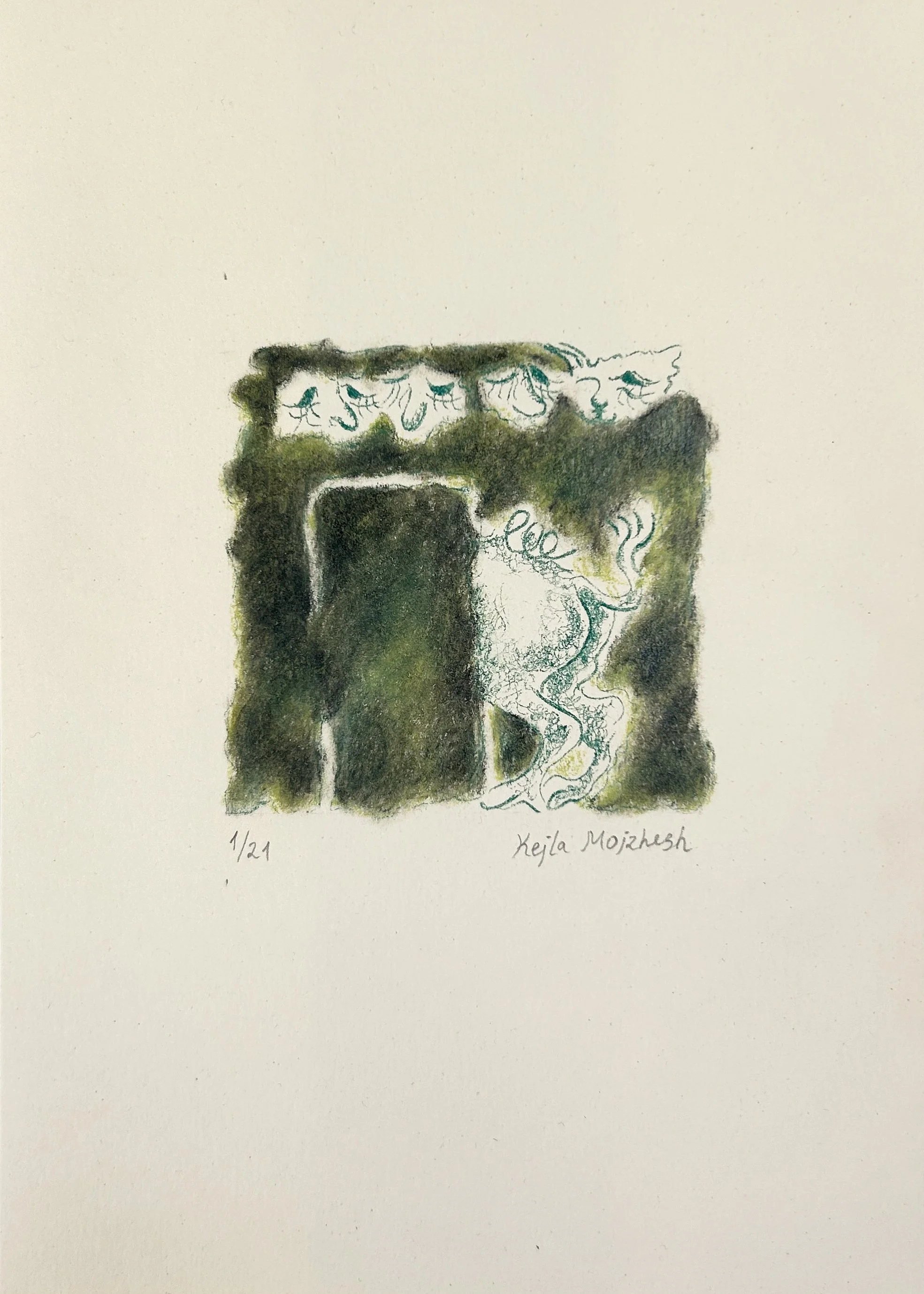  
 SHTETLE VI.2 
 2025 
 Monotype 
 Wax pastel on paper 
 21 × 14.8 cm  |  8.3 × 5.8 in 
 Edition 
 	