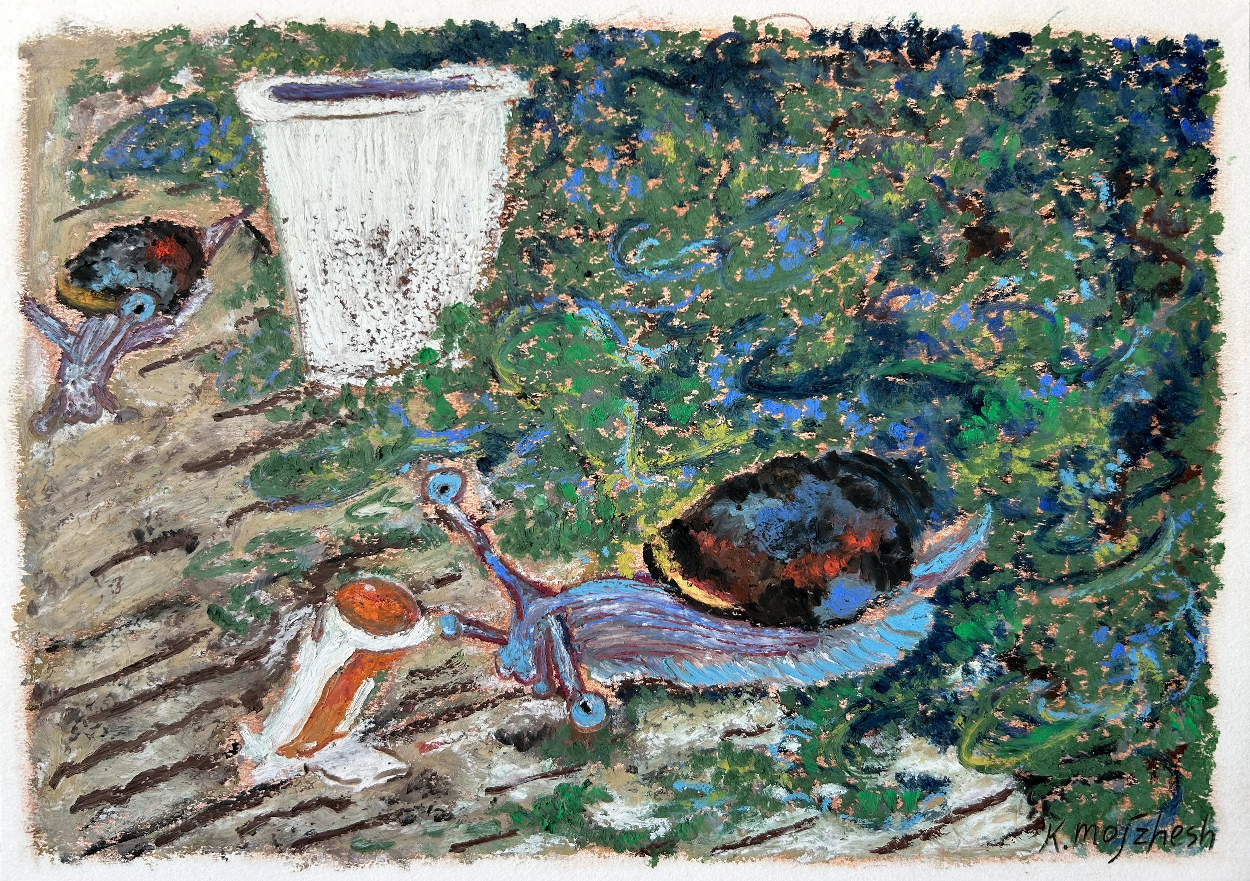 Breather oil pastel painting by Keila Moizhesh