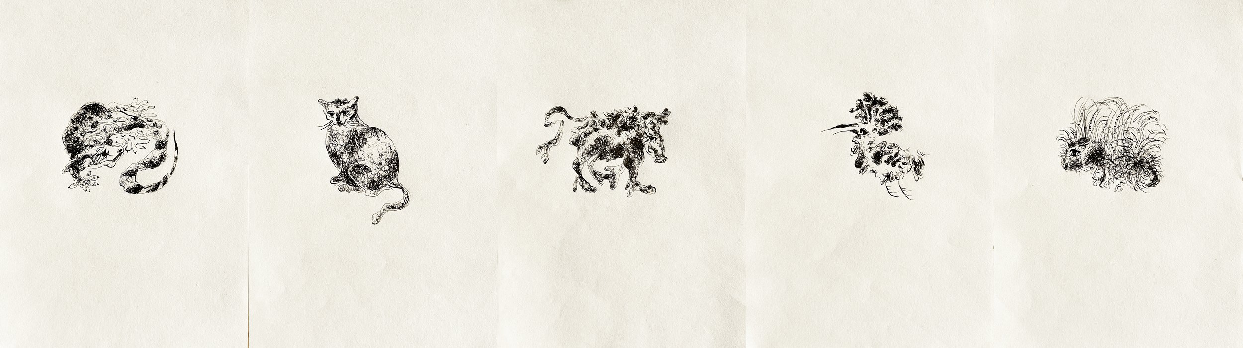 Haifa Bestiary ink drawing series by Keila Moizhesh