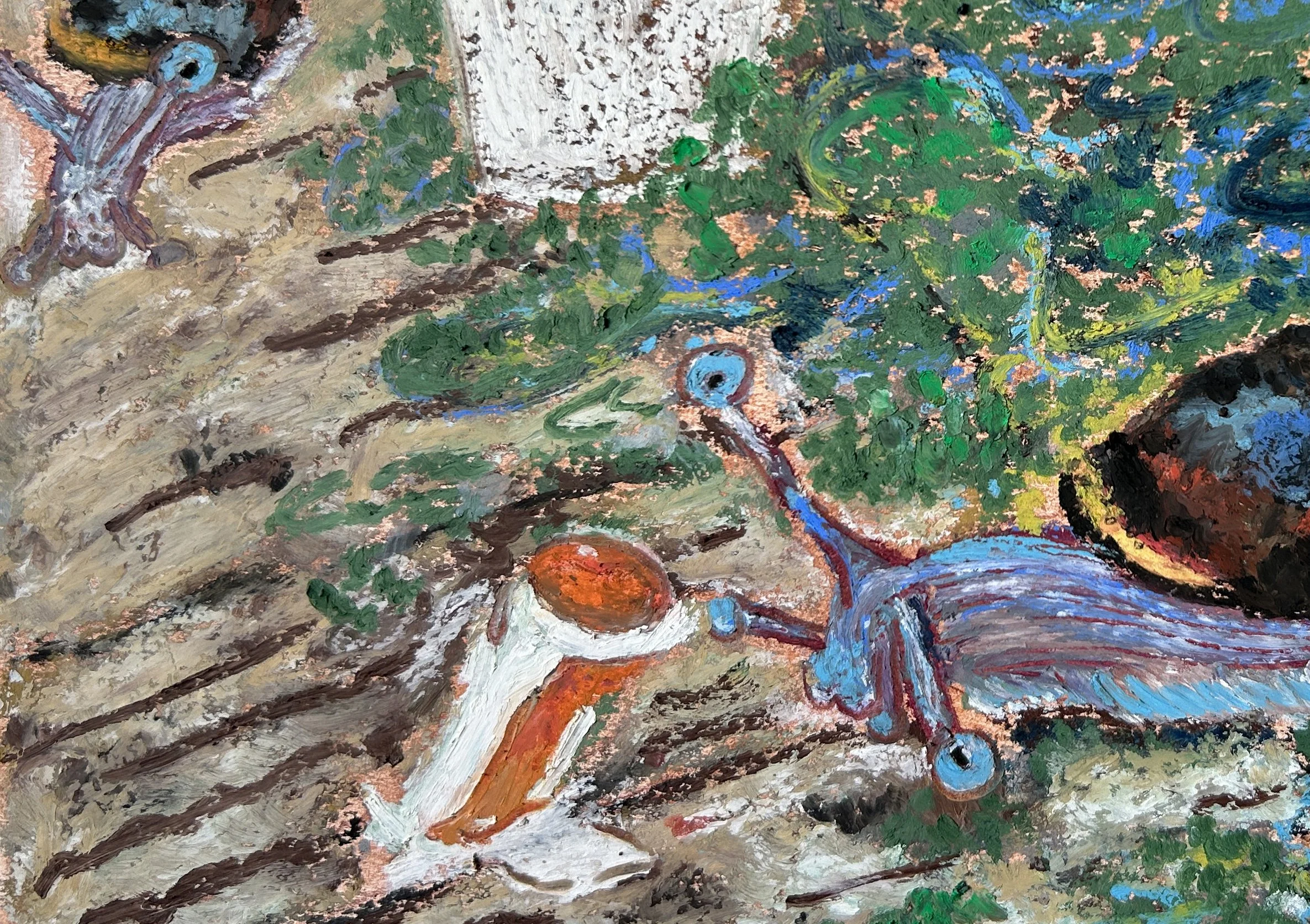 Detail of Breather oil pastel painting by Keila Moizhesh