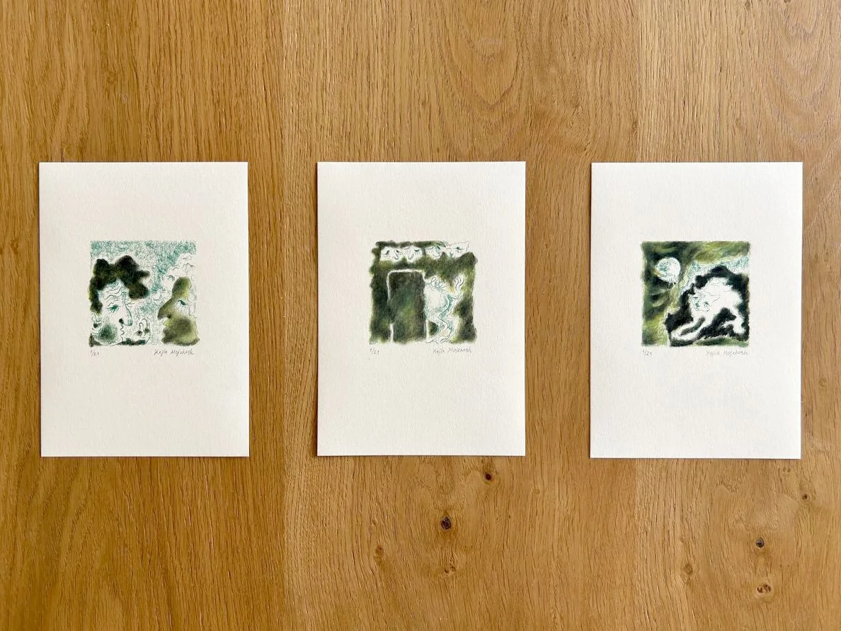 Shtetle VI monotype series by Keila Mozhesh in natural view