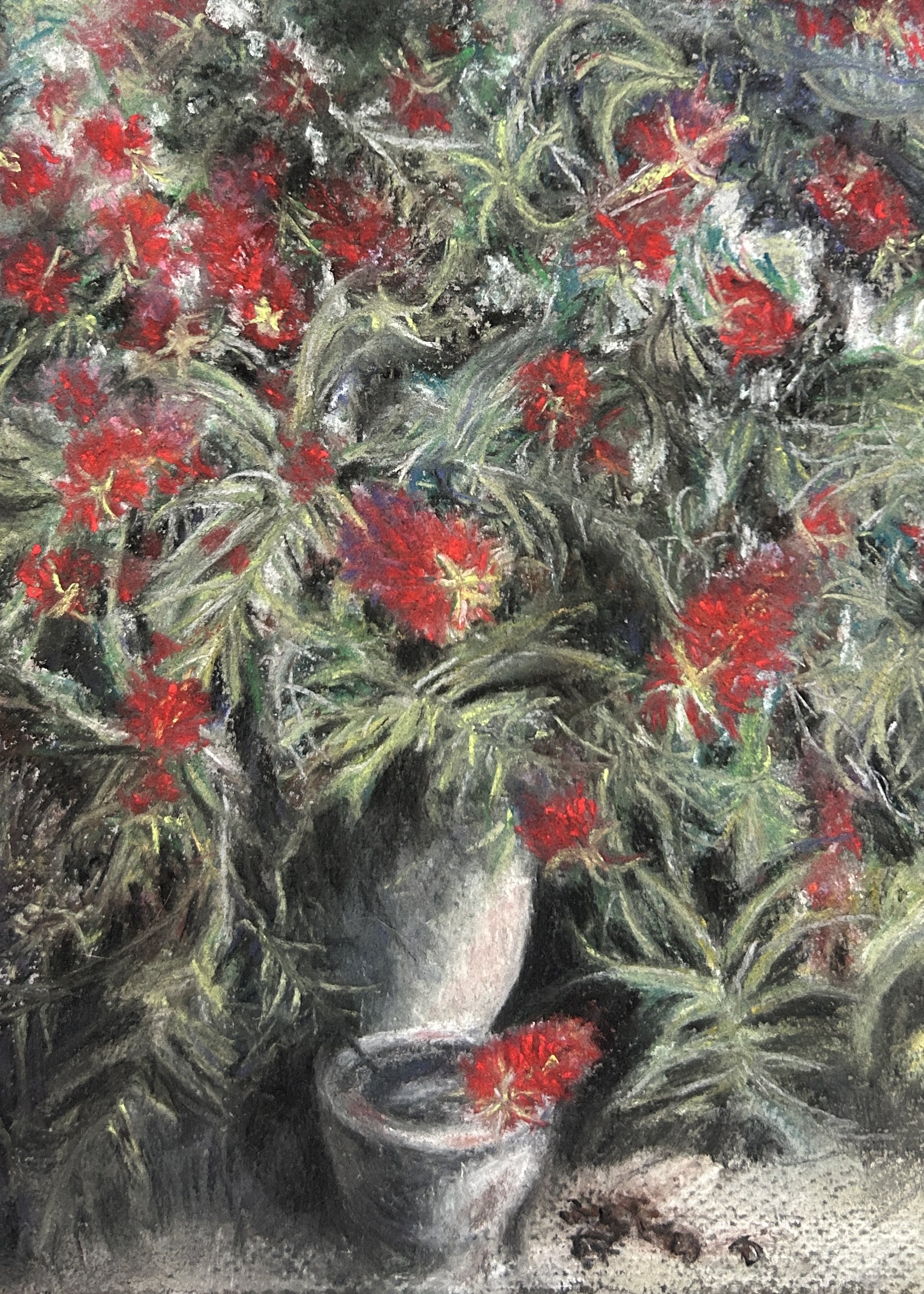 Detail of Still Life soft pastel painting by Keila Moizhesh