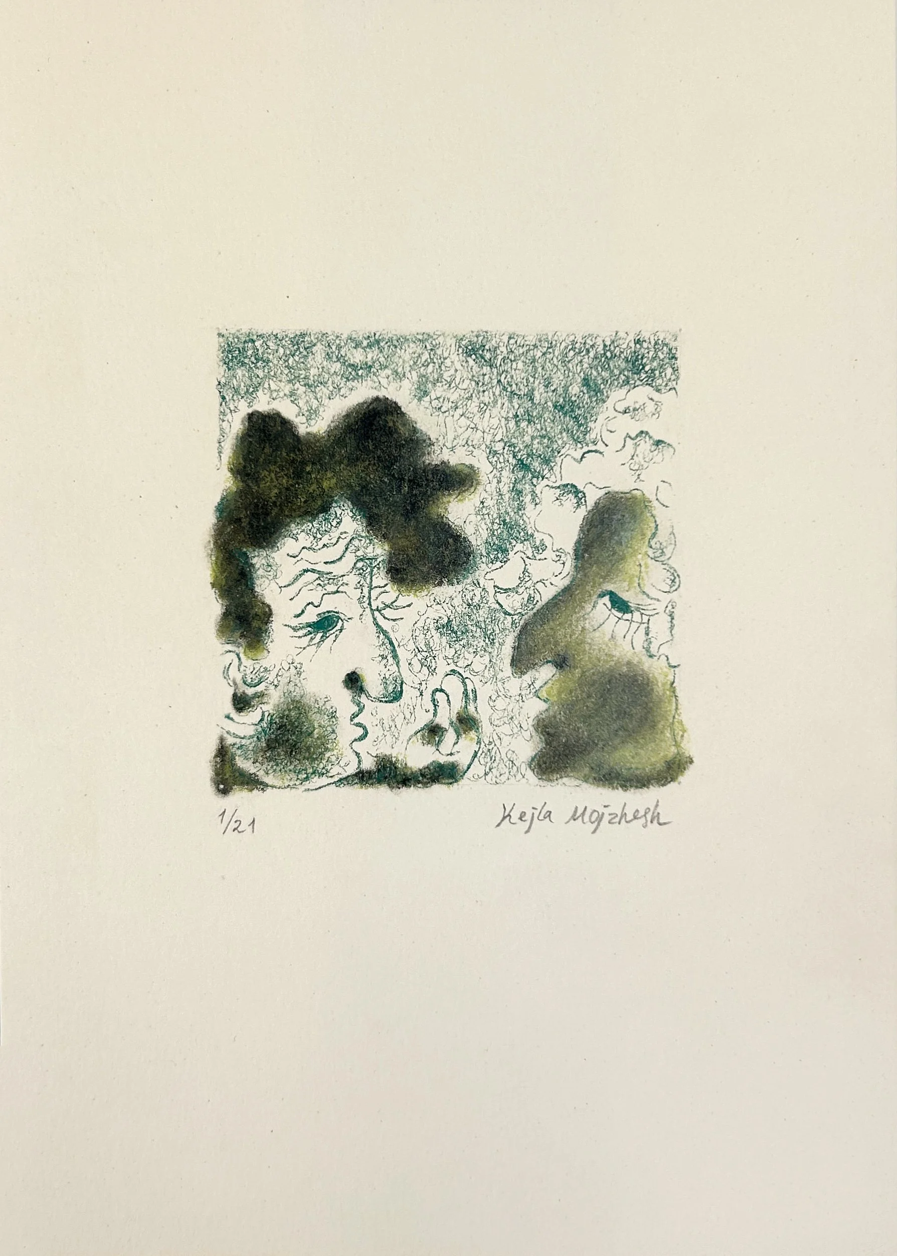  
 SHTETLE VI.1 
 2025 
 Monotype 
 Wax pastel on paper 
 21 × 14.8 cm  |  8.3 × 5.8 in 
 Edition 
 	