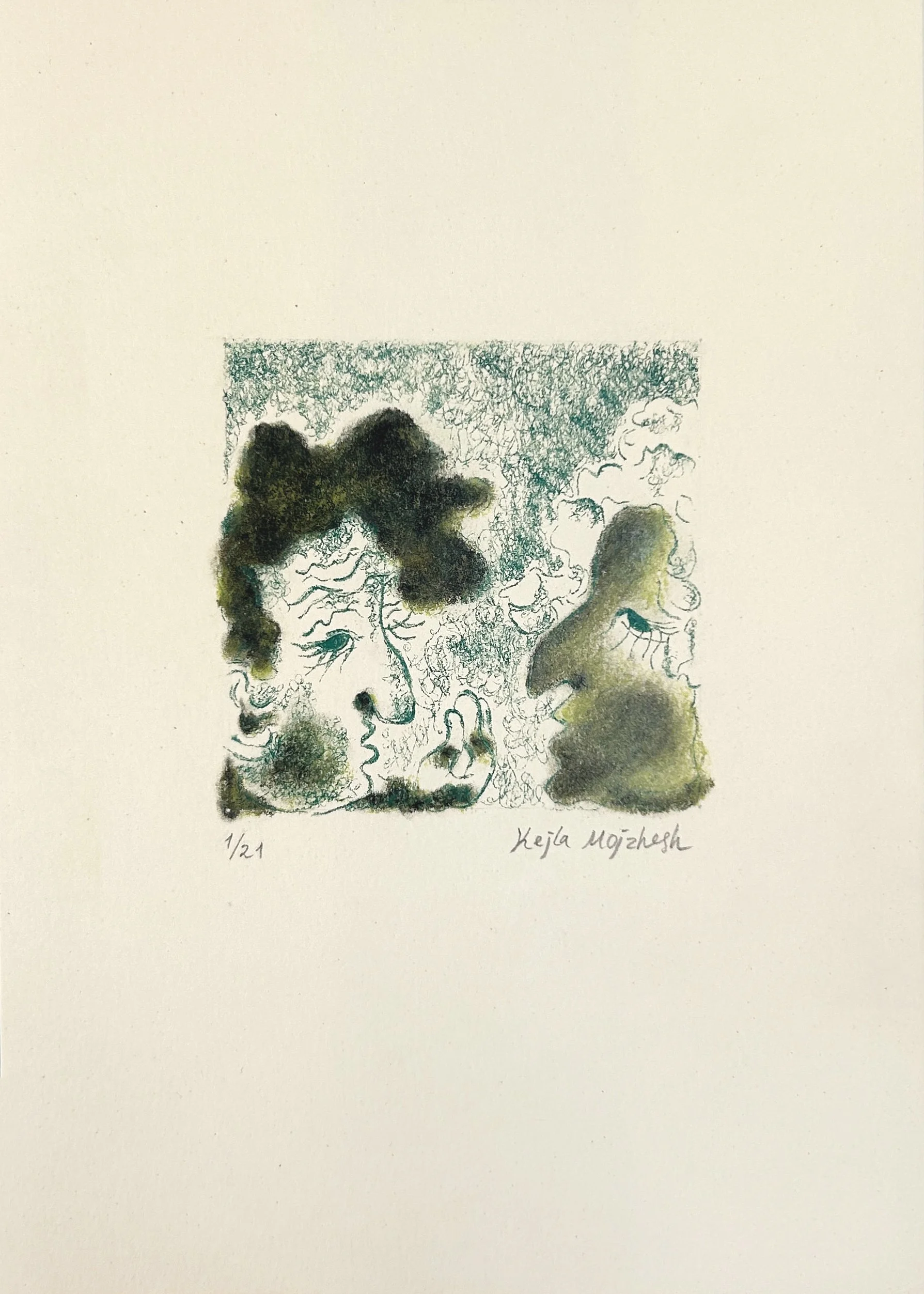  
 SHTETLE VI.1 
 2025 
 Monotype 
 Wax pastel on paper 
 21 × 14.8 cm  |  8.3 × 5.8 in 
 Edition 
 	