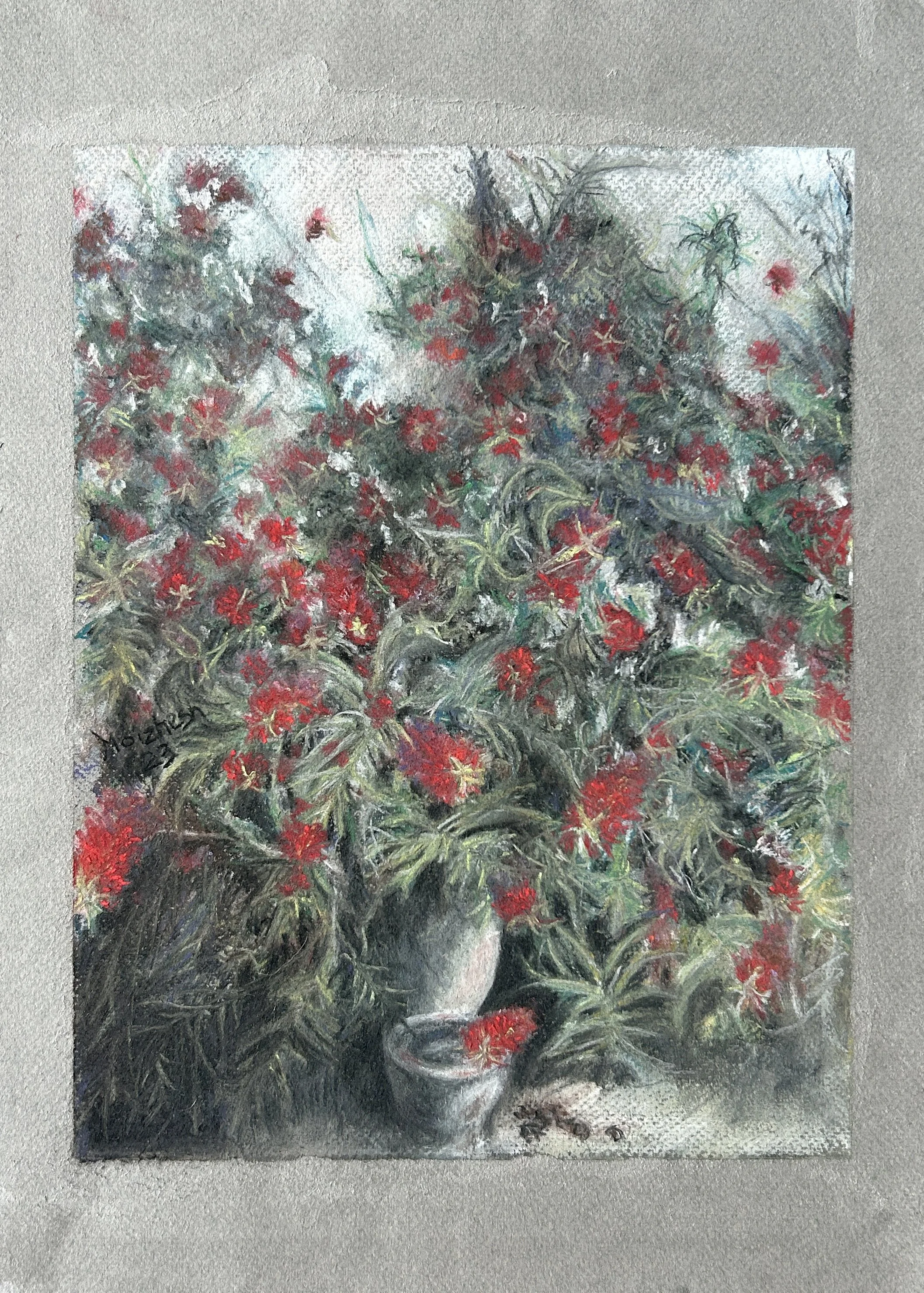 Natural view of Contemplation soft pastel painting by Keila Moizhesh