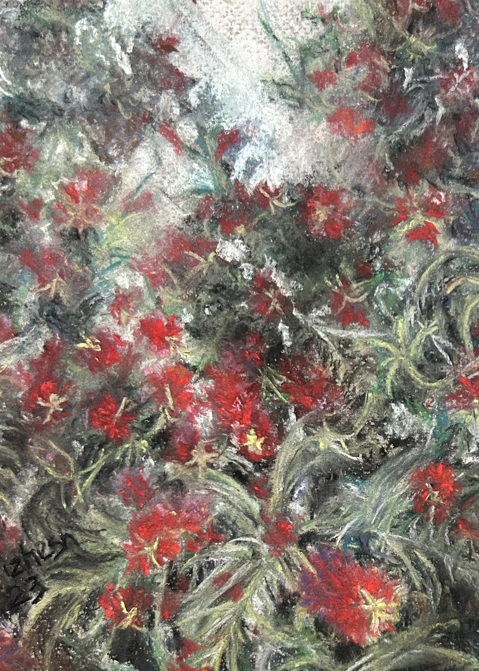 Detail of Still Life soft pastel painting by Keila Moizhesh