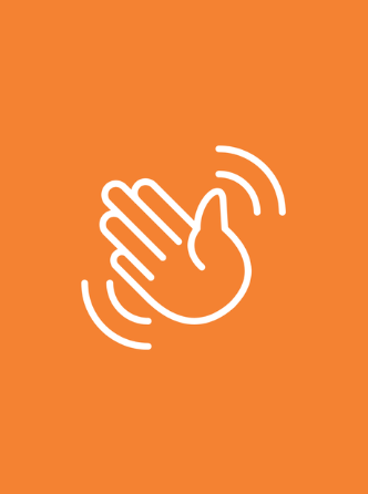 Orange background waving hand