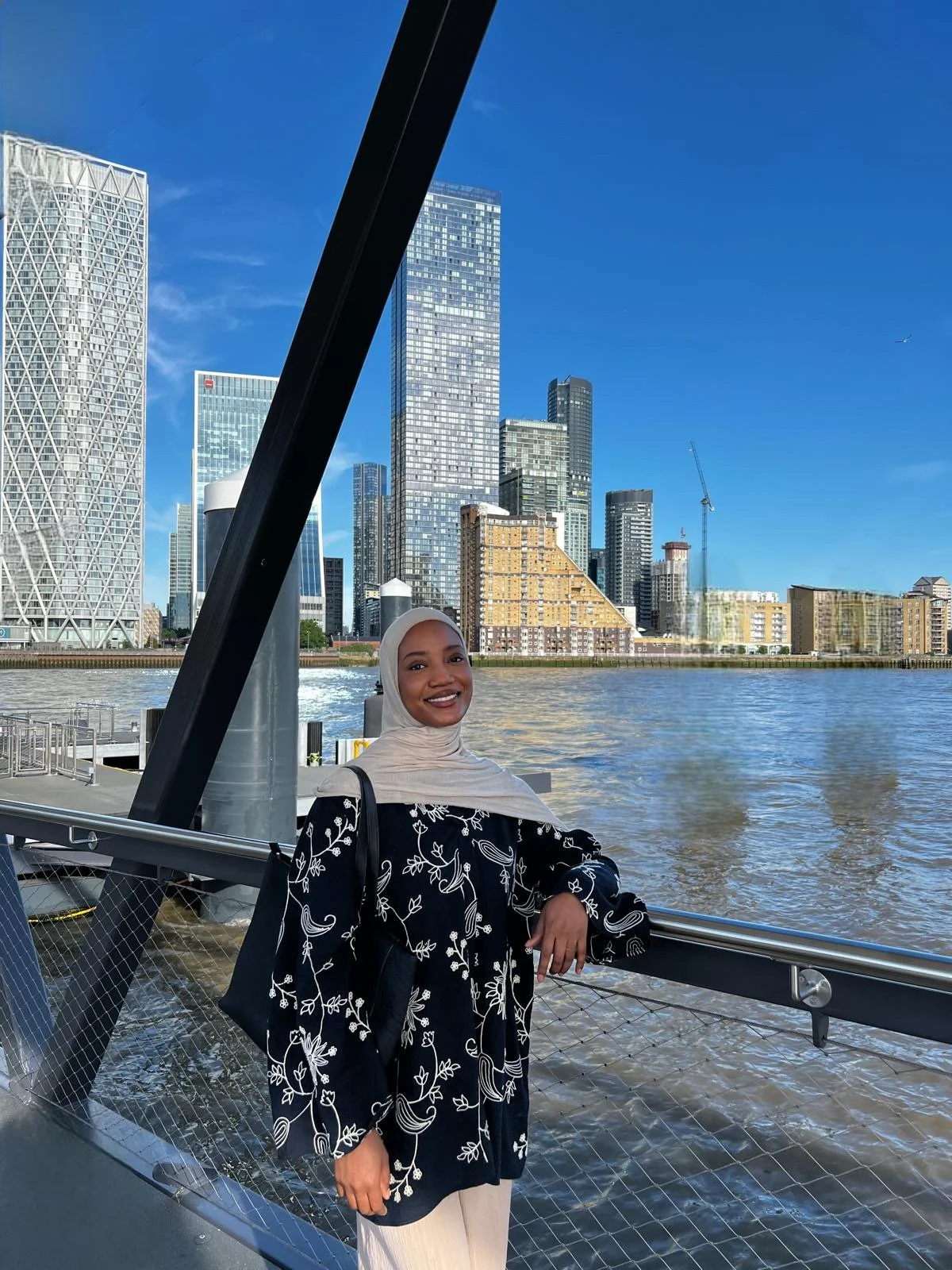 Marlene in front of a skyline