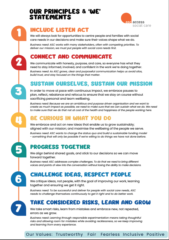 our principles and we statements