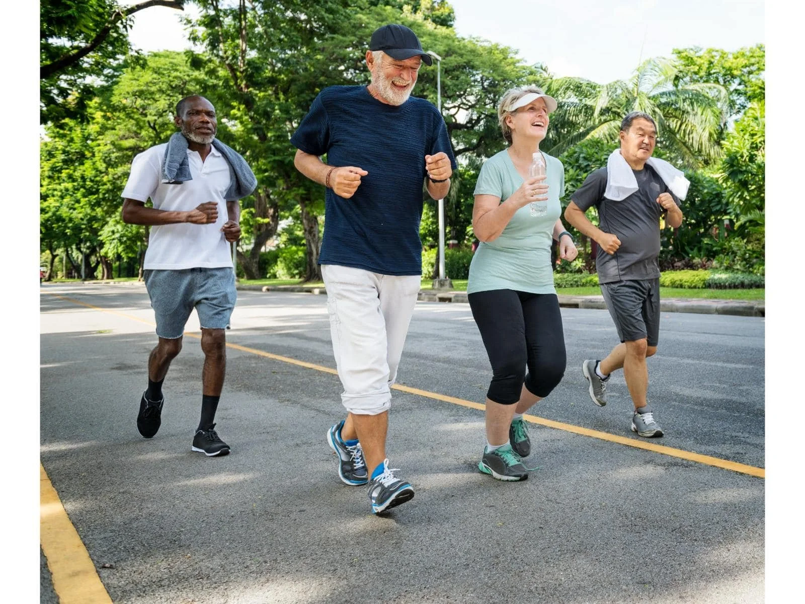 Happy seniors walking gracefully — senior foot care, custom orthotics, foot assessments, medical pedicure, heel pain relief by registered chiropodist at Canadian Foot Clinic & Orthotic Centre, St. Catharines, ON.