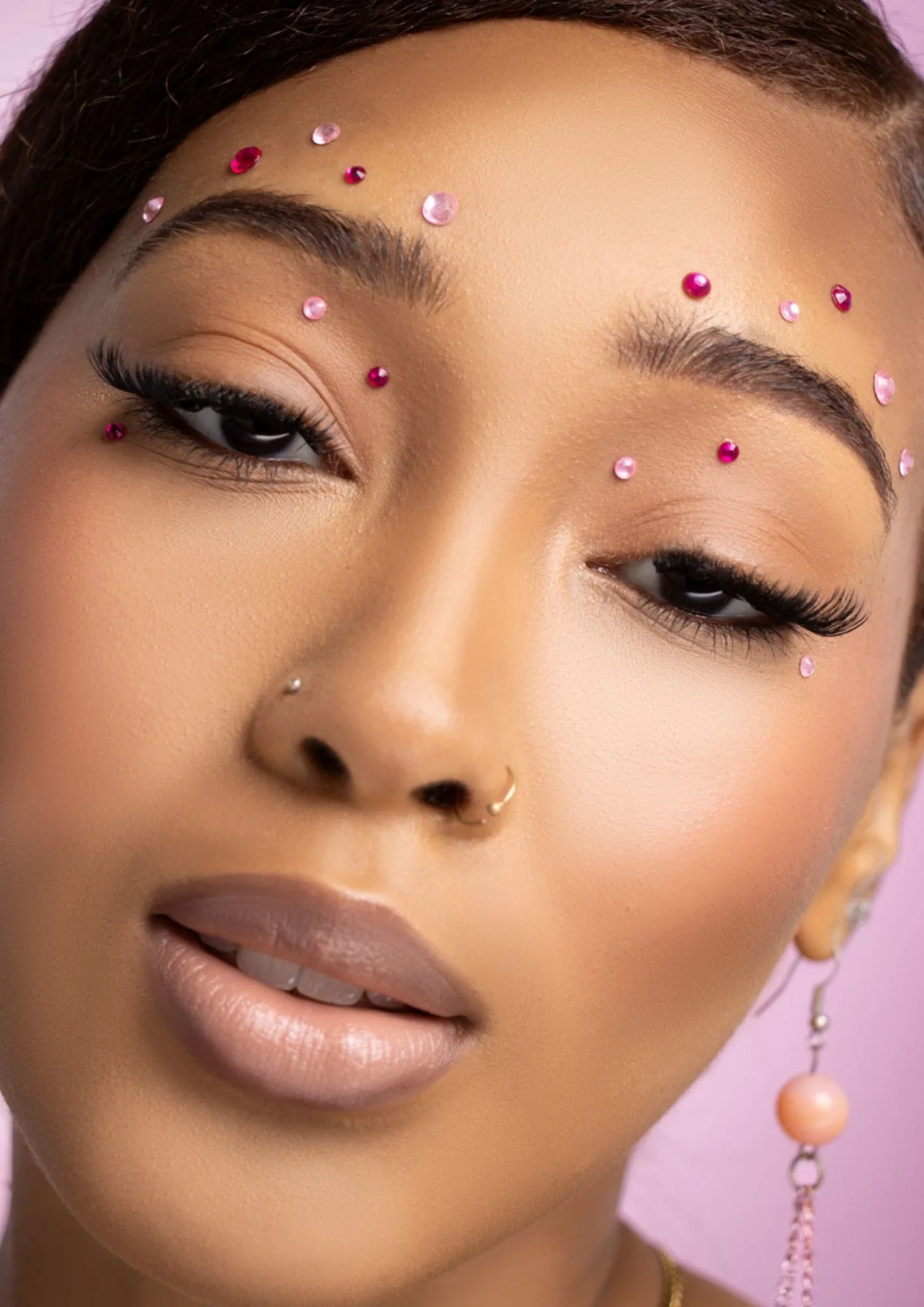 Self portrait beauty headshot with soft glam makeup