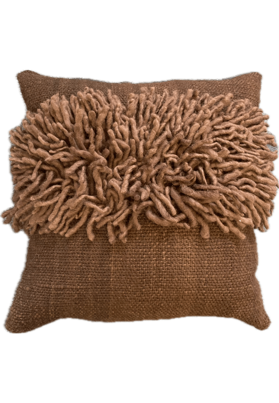Bridget Beari Designs - Brown Pillow with Dreadlock Fringe