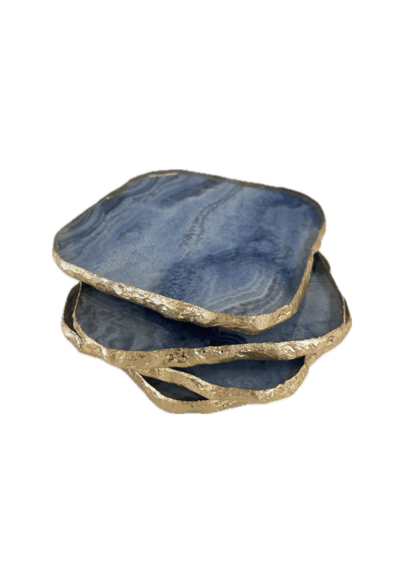 BLUE AND GILT COASTER