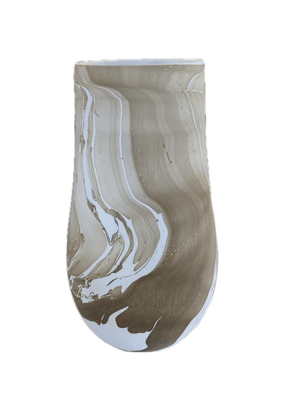 MARBLEIZED MANGO WOOD VASE - LARGE