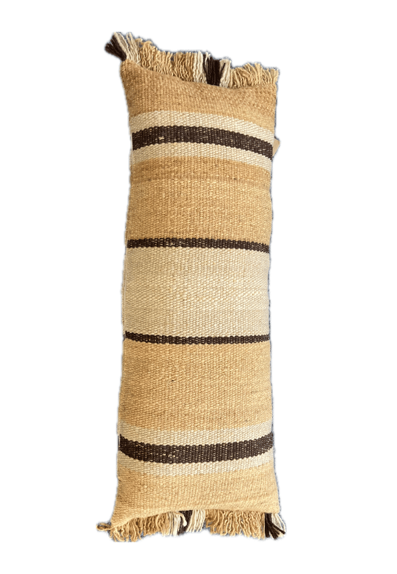 Bridget Beari Designs - Brown Striped Pillow with Fringe