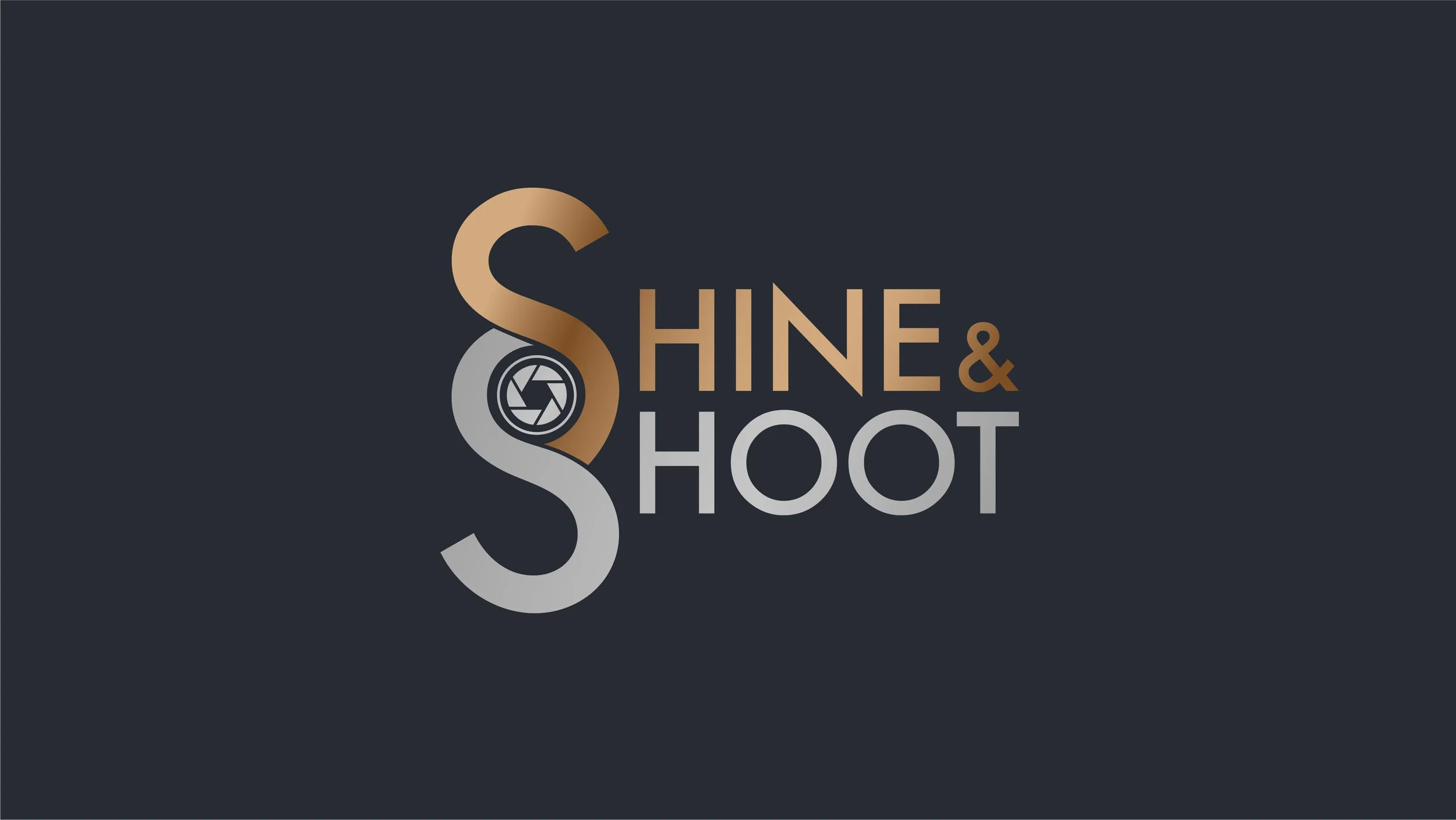 Logo with the text 'Shine & Shoot' with a stylized 'S' and camera aperture icon