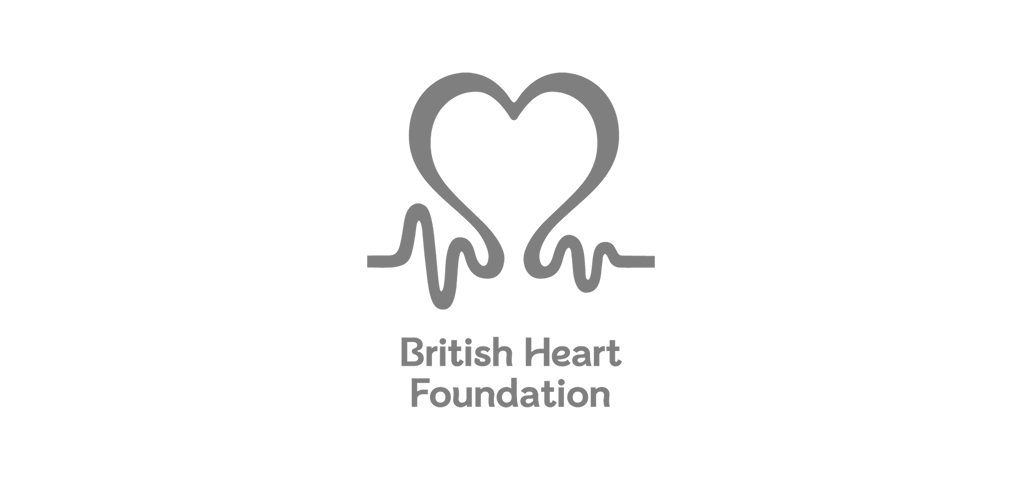 Logo of the British Heart Foundation featuring a stylized heart and EKG line.