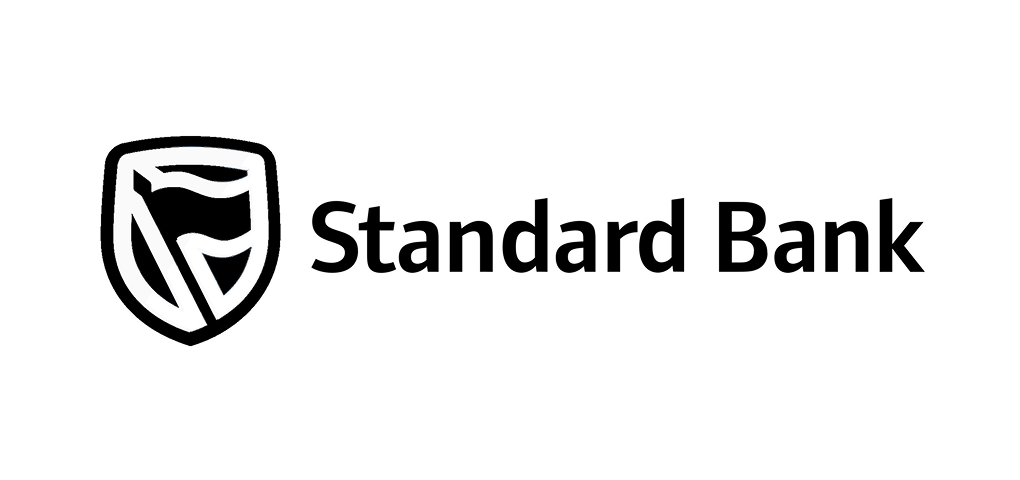 Logo of Standard Bank. Shield with the words 'Standard Bank' in black text.