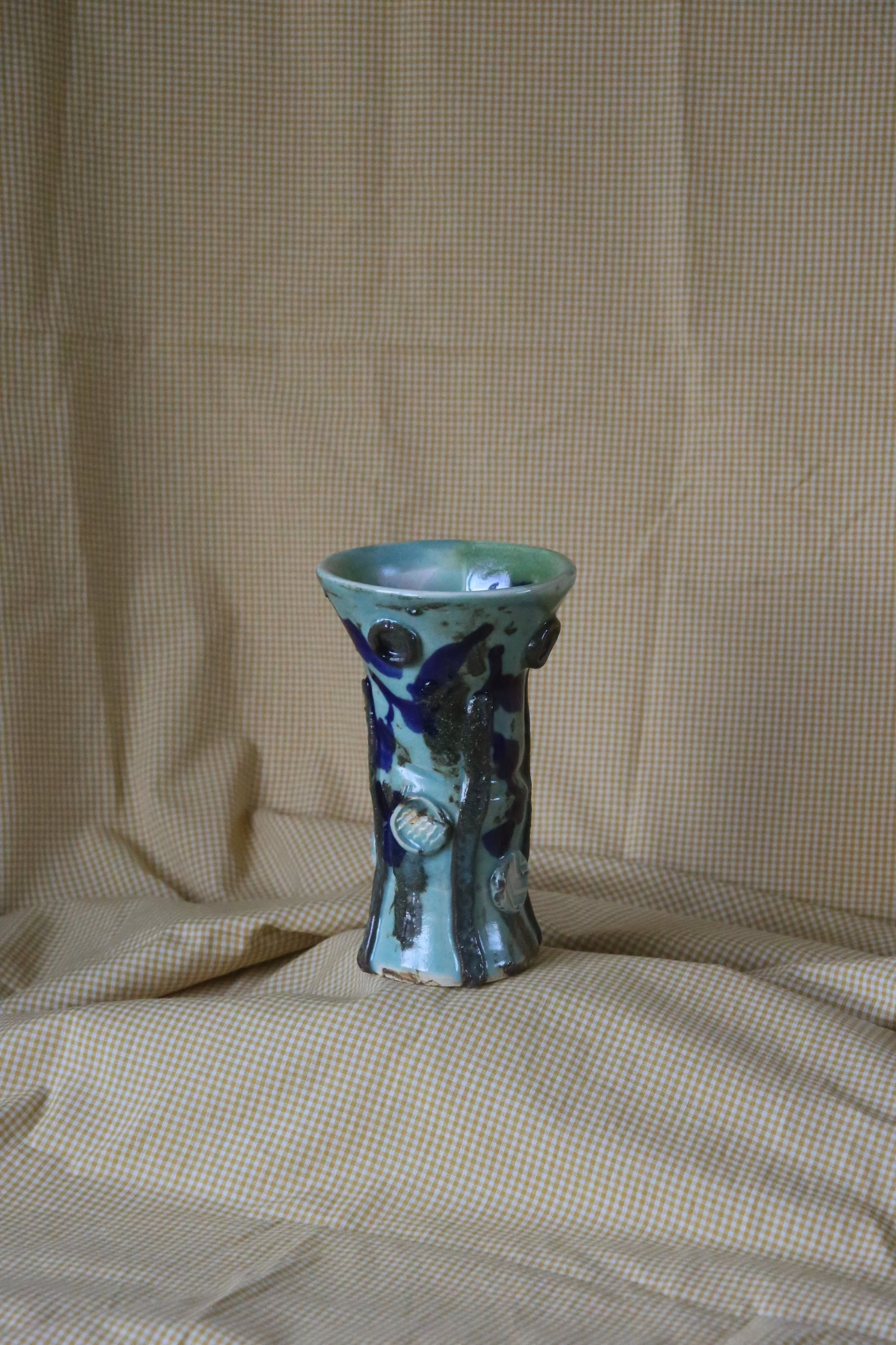 Vase - Celadon and Royal Blue