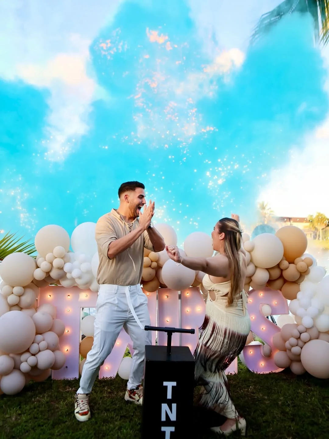 Cinematic indoor cold spark machines for luxury gender reveal events Gold Coast.