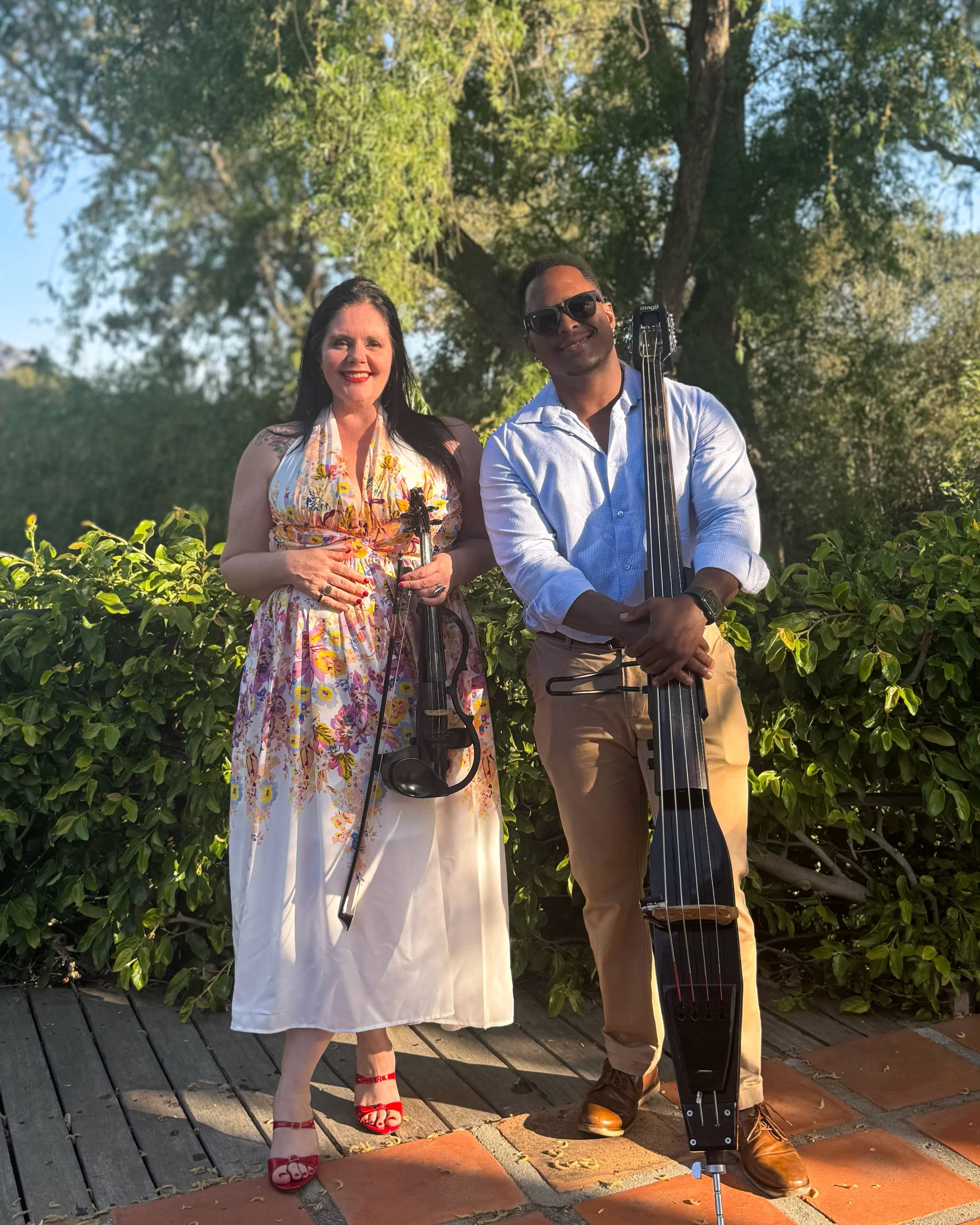 Cape Town Flo, an electric violin and electric bass duo, performing at the Africa in the World Conference at Spier Wine Farm in Stellenbosch.