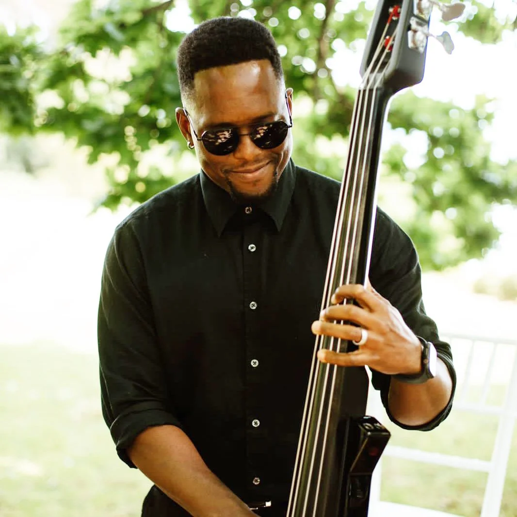 Electric bass player from Cape Town Flo performing contemporary live music at a corporate event in Cape Town.