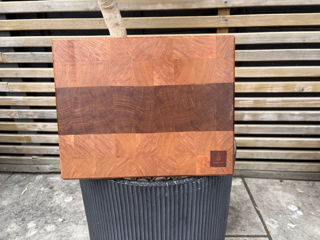 Cherry and white oak end-grain chopping board