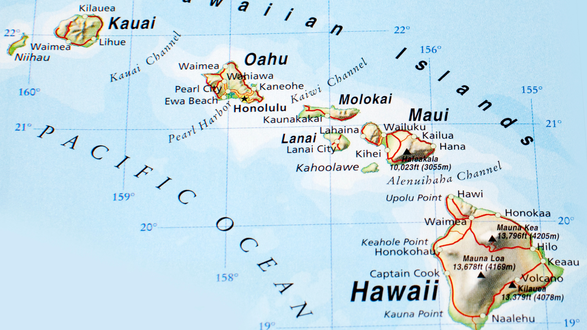 Map of Hawaiian islands
