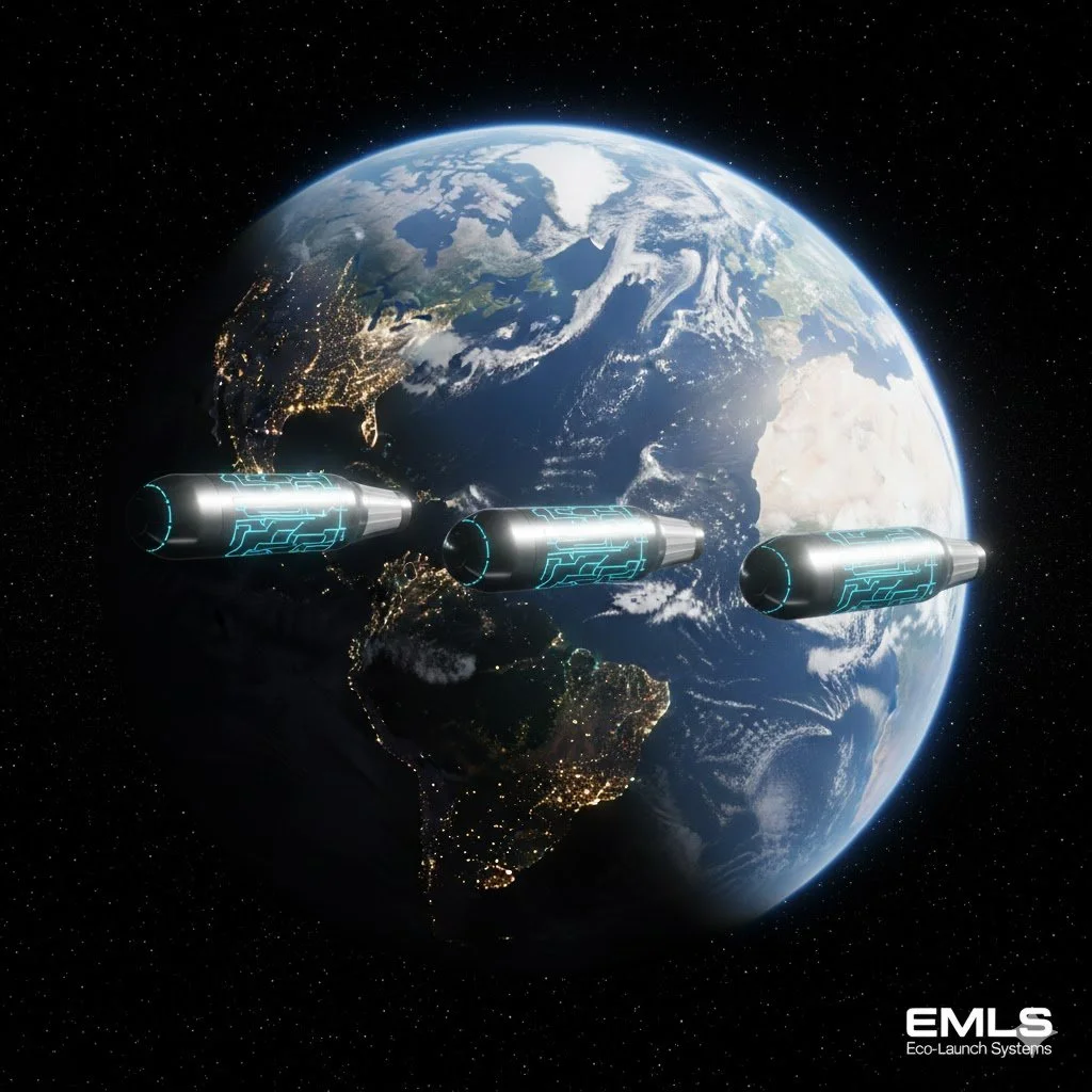 Aerodynamic EMLS cargo capsule designed for electromagnetic launch stability and orbital insertion efficiency
