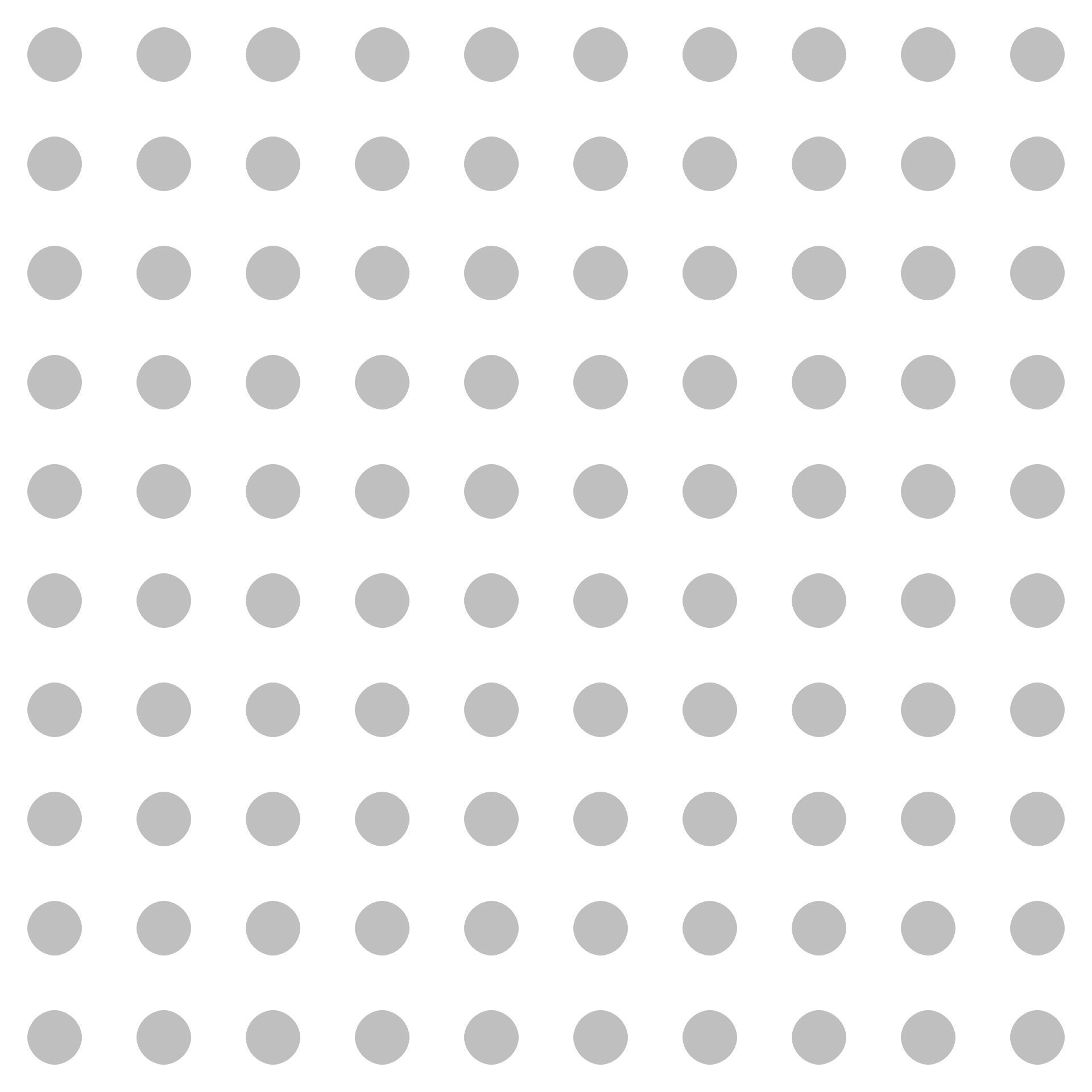 Black background with a pattern of gray dots arranged in rows and columns.