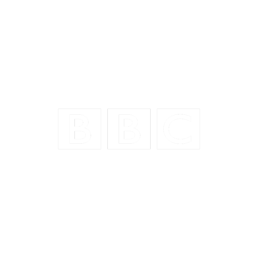 BBC logo with three black squares with white letters B, B, C