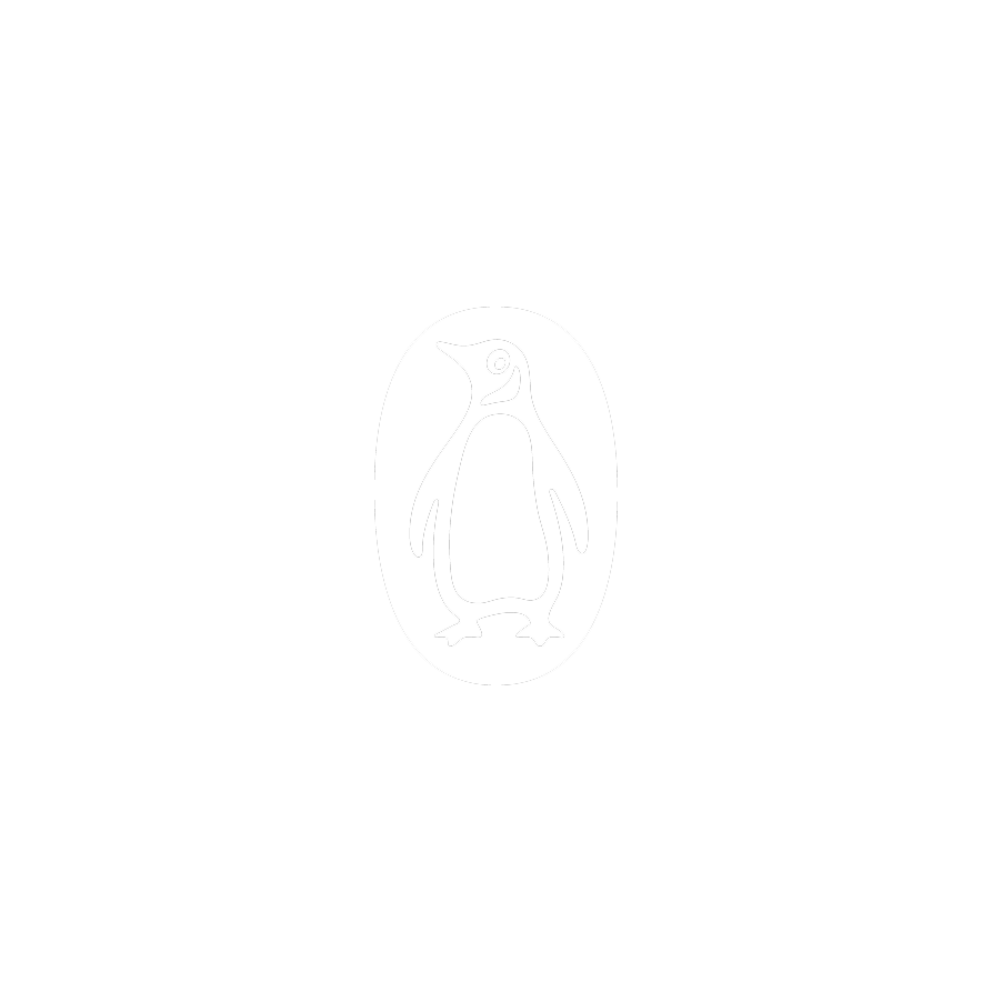 Black and white logo of a penguin with the text "Penguin" above it.