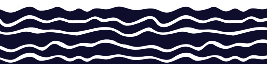 Linhas horizontais onduladas de diferentes espessuras e cores, predominantemente azul escuro e branco, com alguns detalhes em amarelo.