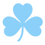 Blue four-leaf clover with hearts on each leaf