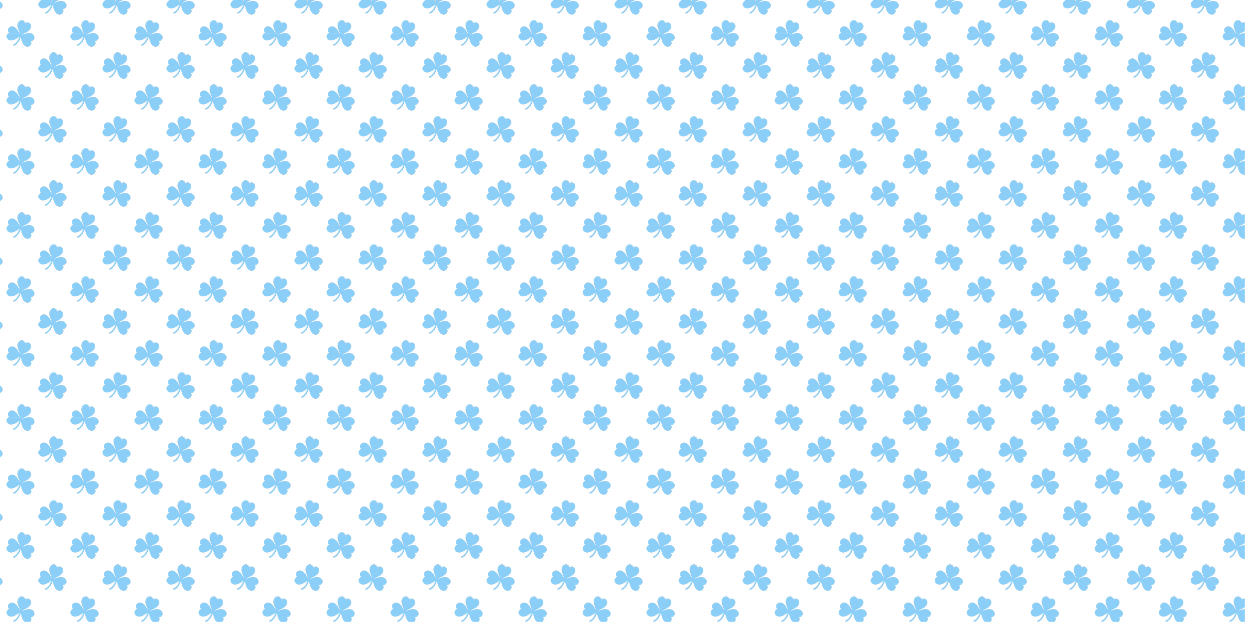 Pattern of small blue four-leaf clovers on a black background.