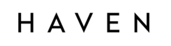 Text that spells out 'HAVEN' in black letters on a white background.