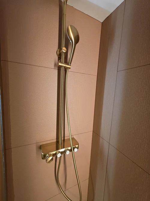 Douche à l’italienne — Faïence en relief — Hôtel Alliey, Le Monêtier-les-Bains