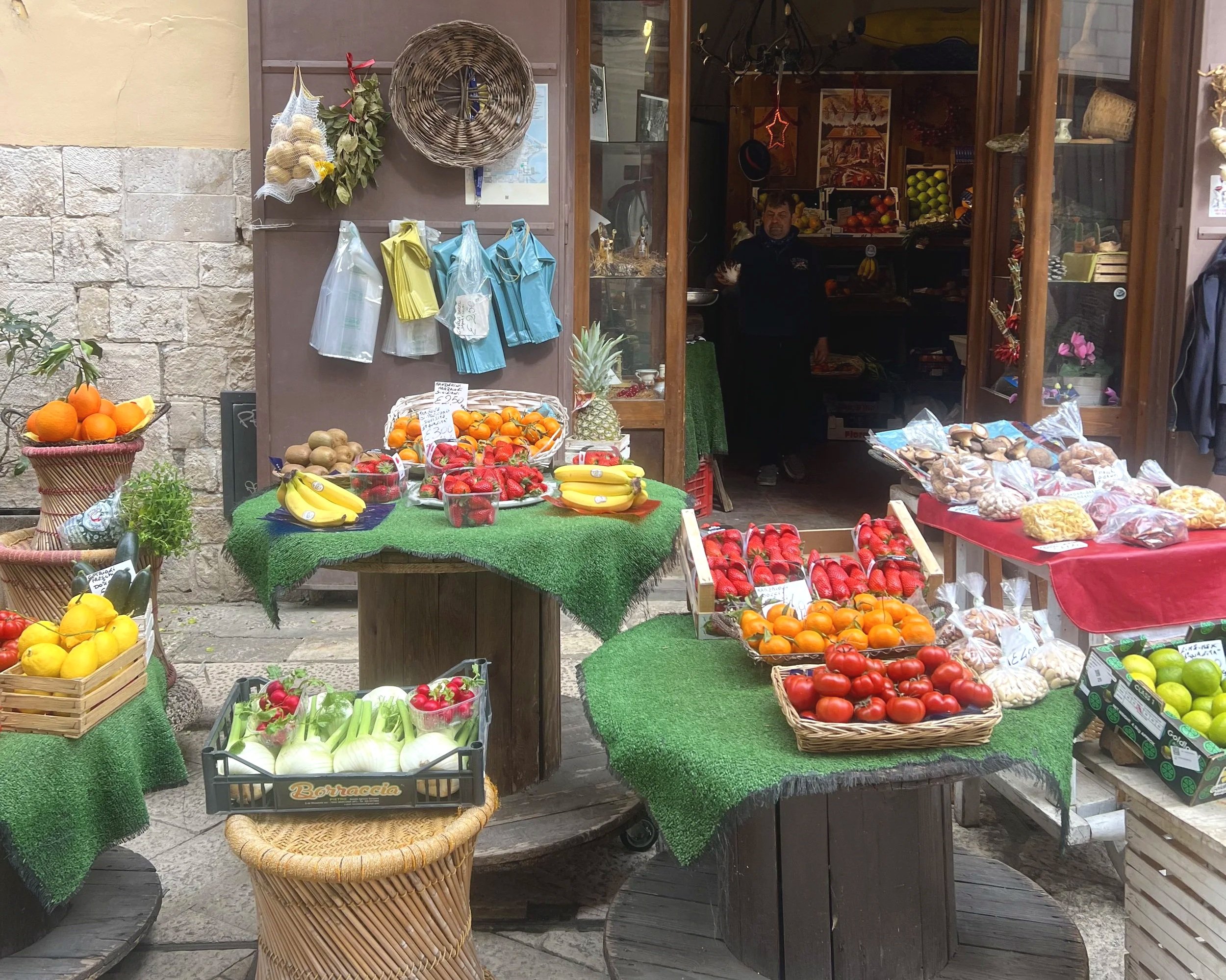 a market in the streets of bari, puglia