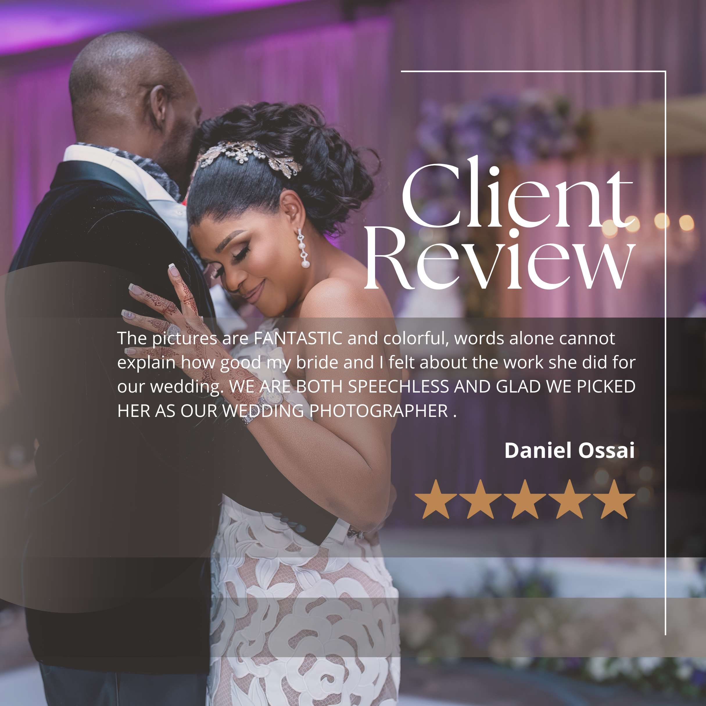 Wedding couple dancing with a romantic embrace during their wedding reception.