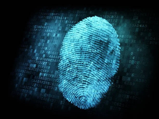 Digital fingerprint with code in the background