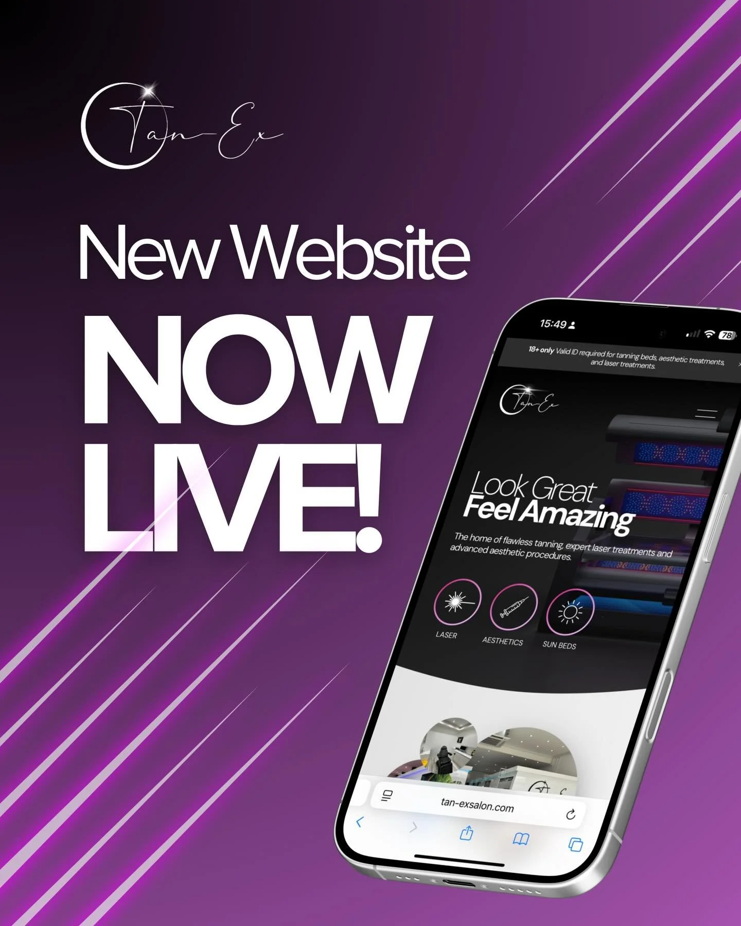 Our brand new website is officially LIVE! 🚀

You can now:
☀️ View all of our sunbeds &amp; pricing
💉 Explore aesthetics treatments
✨ Explore laser treatments
📅 Book appointments online

Head to the link in our bio to take a look🤞

#aestheticclini