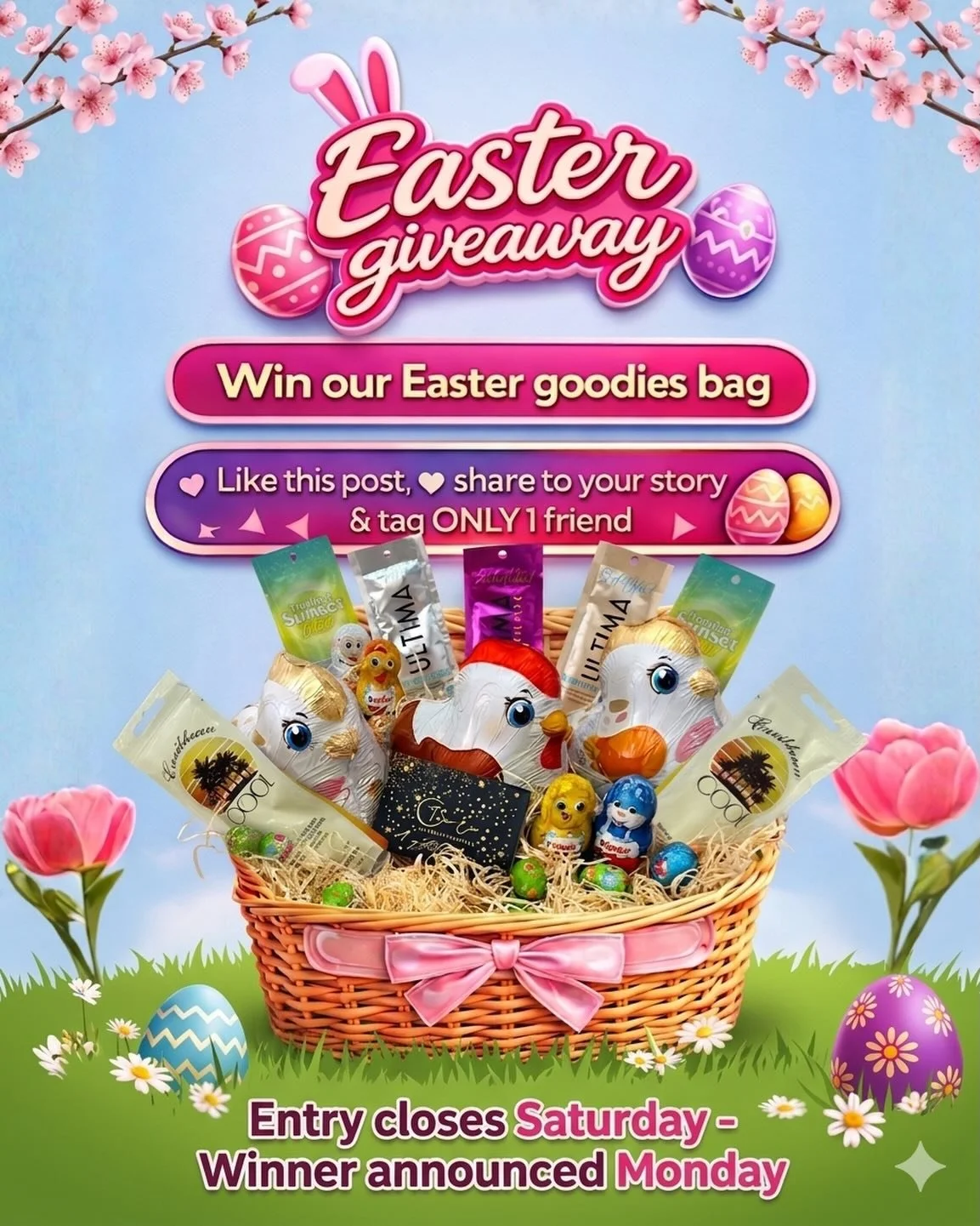 🐣 OUR EASTER GIVEAWAY IS HERE 🐣

Win our Easter goodies hamper + 100 minutes FREE 🤍✨

To enter:
&bull; Like this post
&bull; Share to your story
&bull; Tag ONLY 1 friend

Simple as that&hellip; good luck 🤞✨

⏳ Must use minutes within 30 days
🔞 1