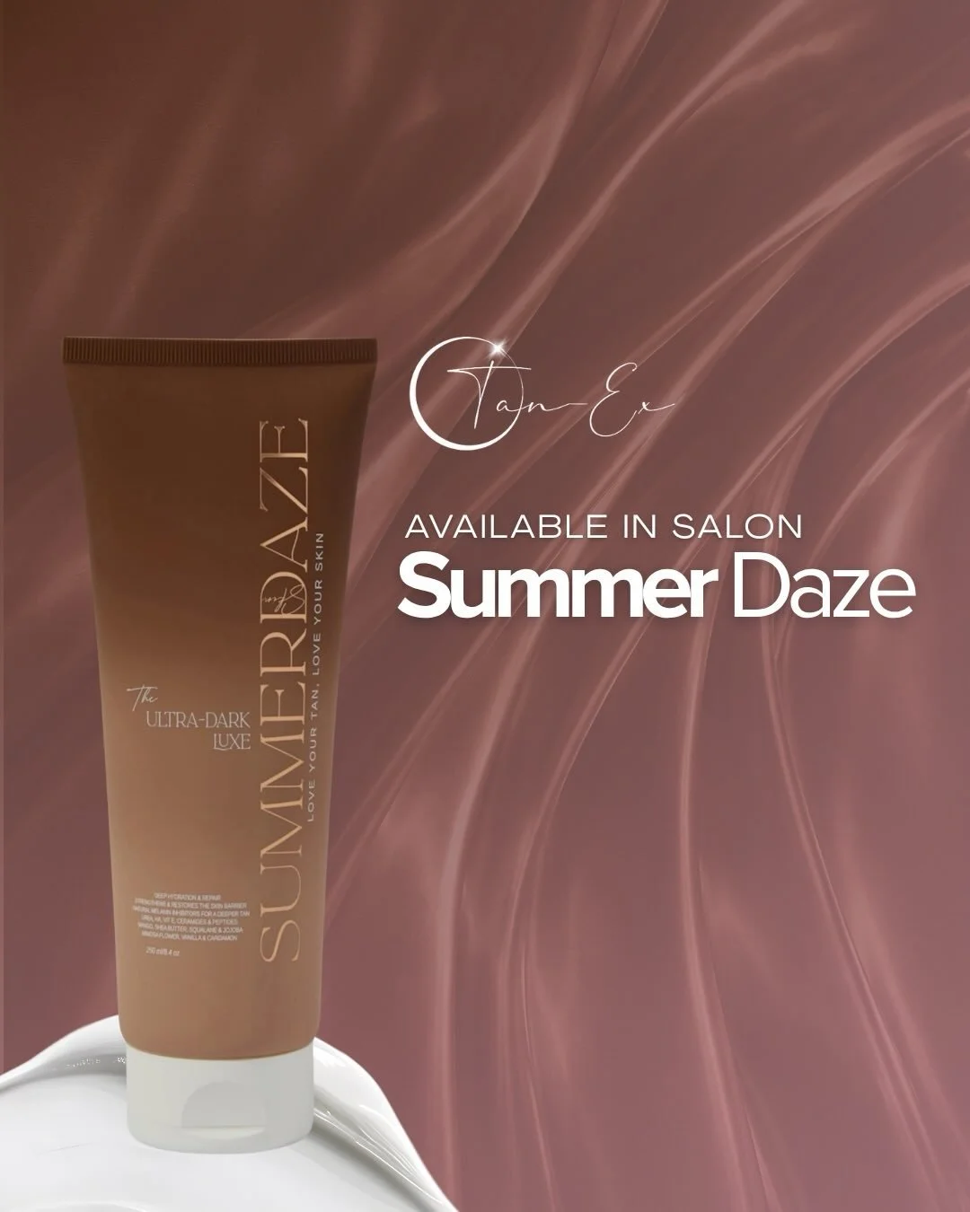 Summer Daze🤎

Your go to for hydrated skin &amp; a deeper, longer-lasting tan

Smooth, glow, repeat 🤍

Available in salon