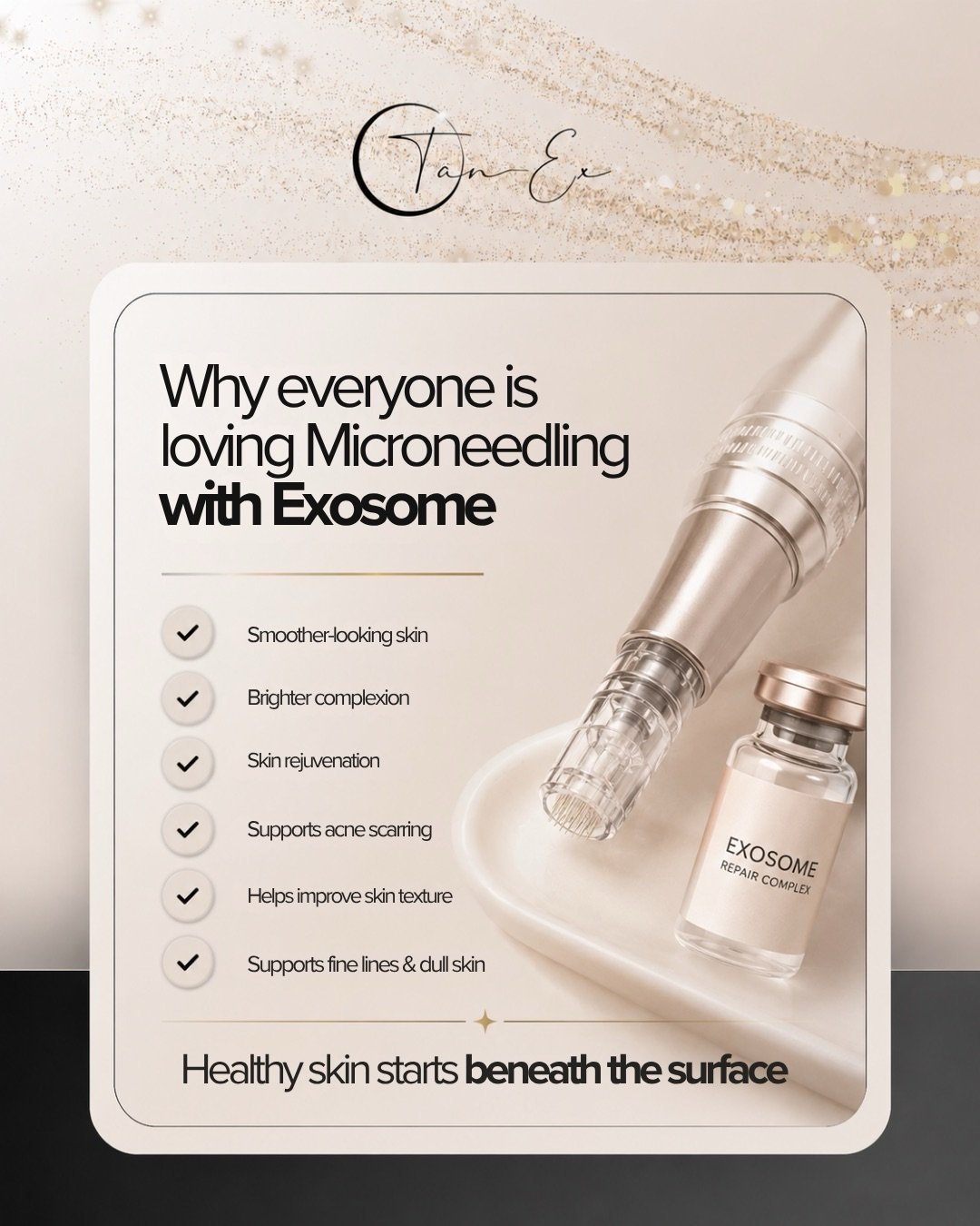 Microneedling with Exosome = the glow-up your skin&rsquo;s been waiting for ✨

Designed to help improve texture, brighten dull skin and support overall skin rejuvenation from beneath the surface.

Healthy skin starts deeper than skincare alone 🤍