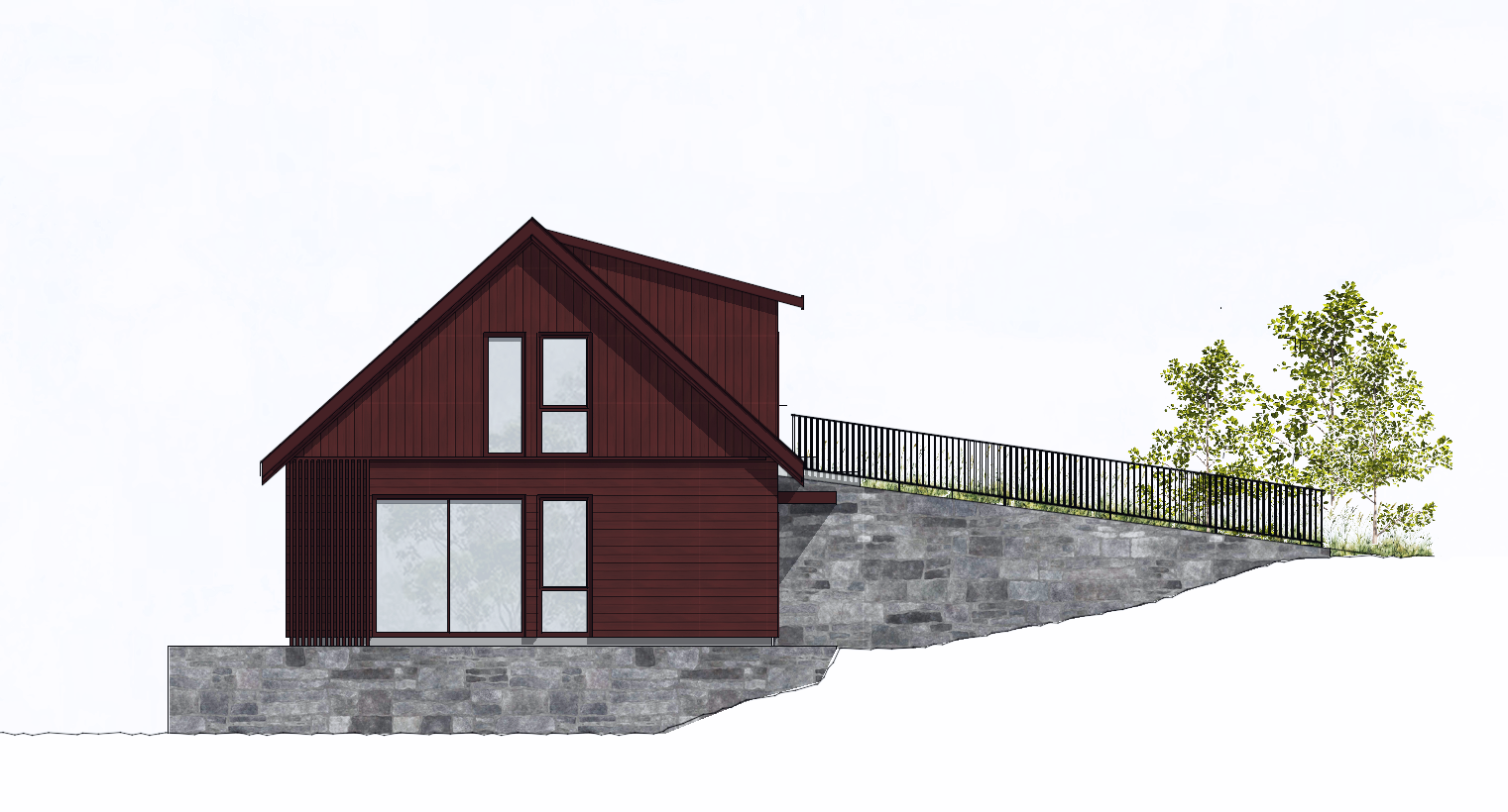 Hølleveien, Søgne Bolig i låve stil. Rød kledning.