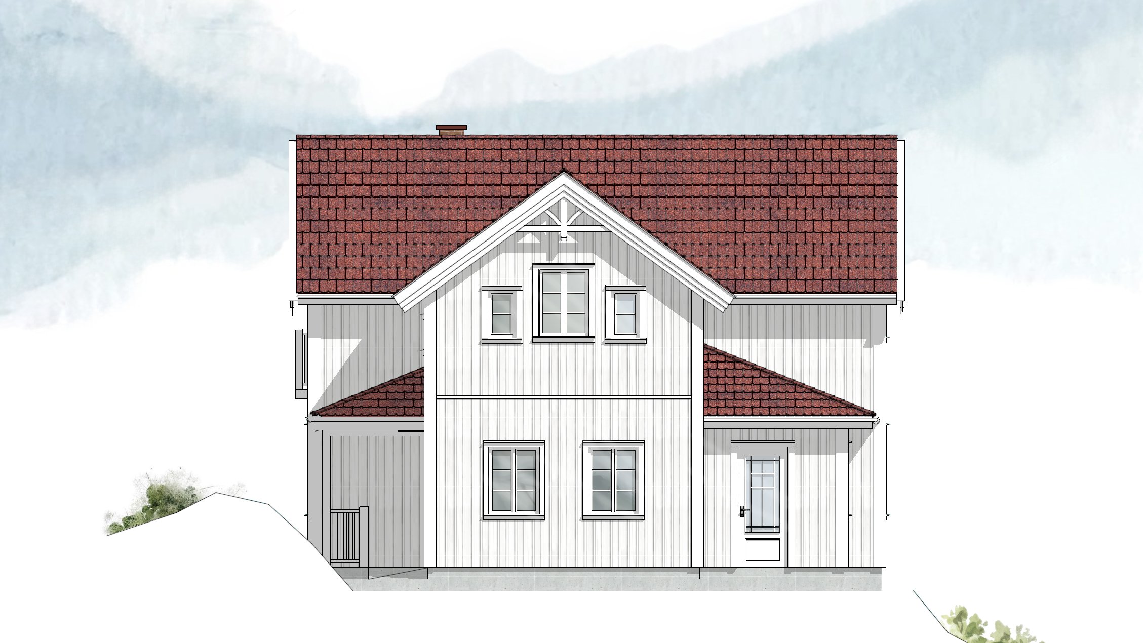 Arkitekttegnet enebolig i tradisjonell stil i Kristiansand