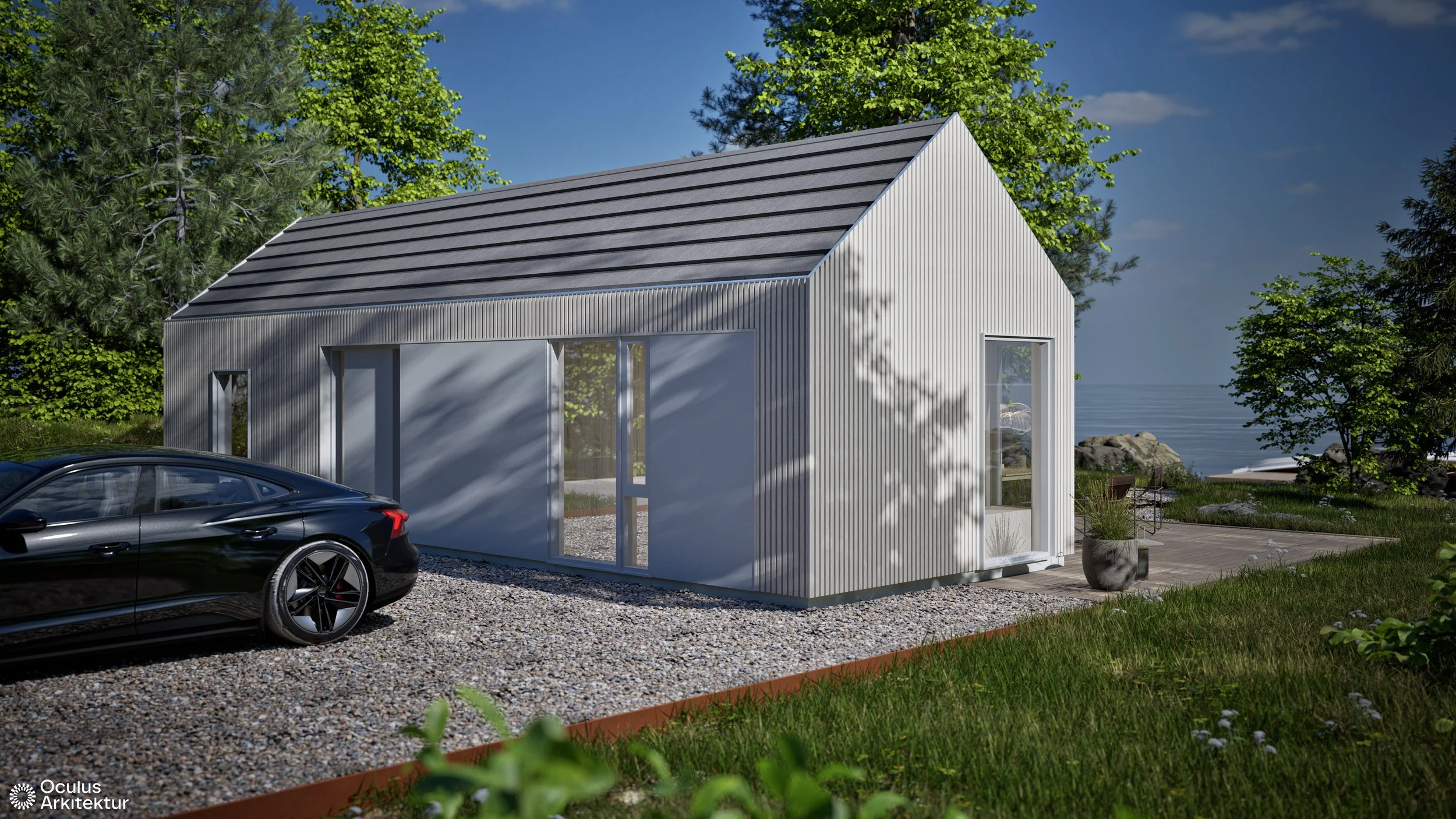 Moderne og arealeffektiv bolig utviklet for Den Lille Husfabrikken i Lillesand.
