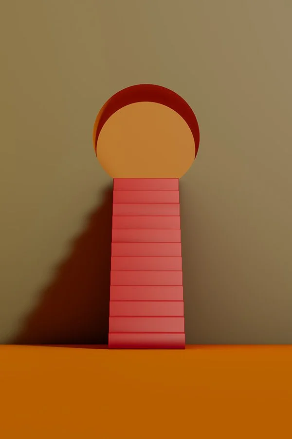 stairs going upwards into keyhole shape