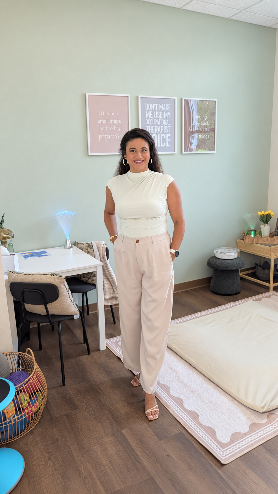 Kristy Guetzloe in her occupational therapy room at Sproutlings