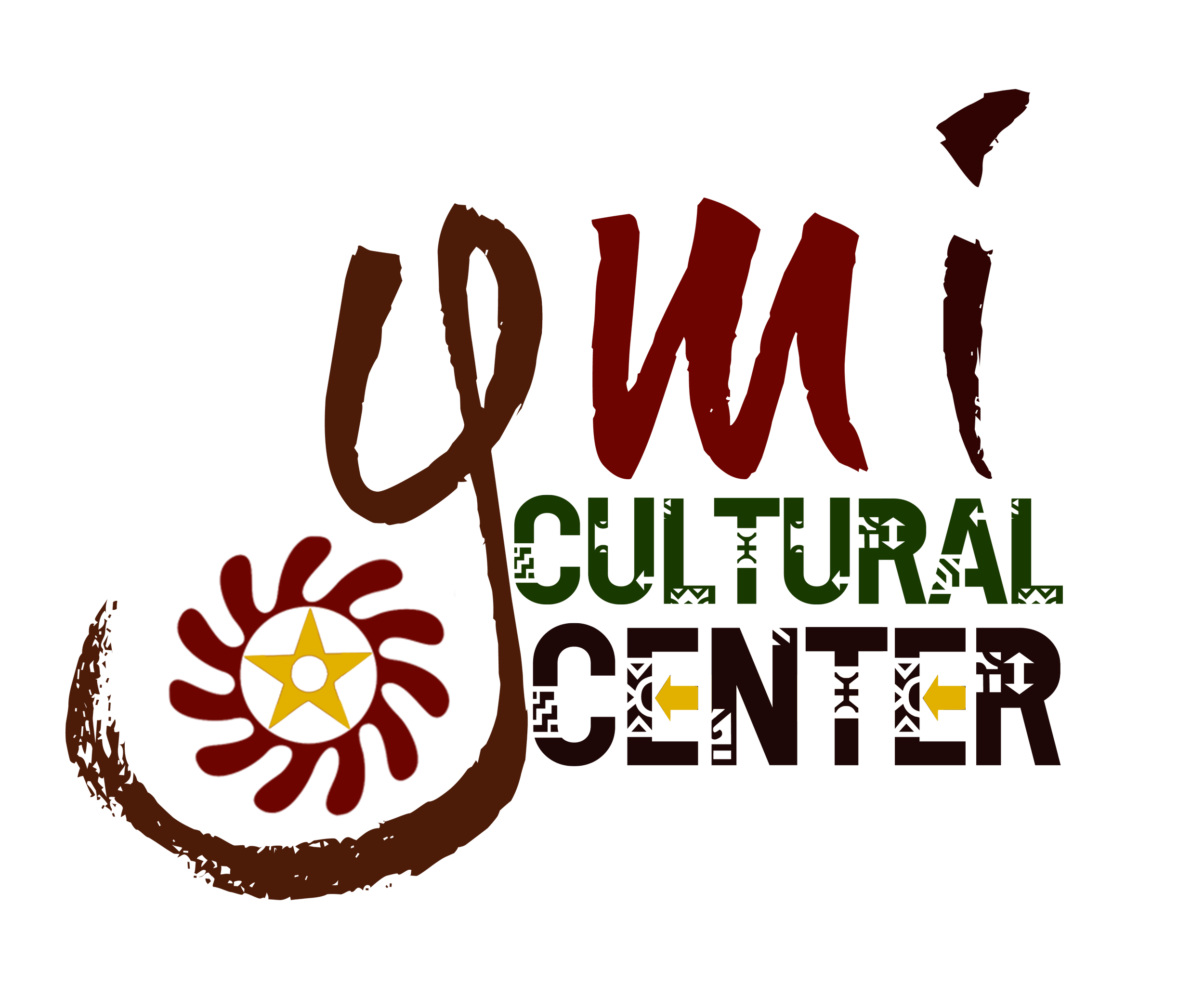 Logo of the Cultural Center featuring a star inside a gear, with the words 'Cultural Center' in green and black text.